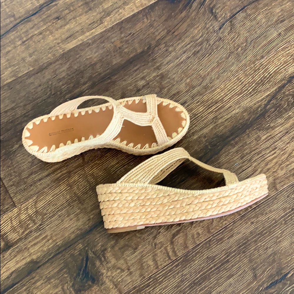 Carrie Forbes Bouchra Raffia Cutout Slide Platform Size 37
